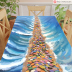 Passover Splitting of the Sea Table Runner Tablecloth Pesach Gifts Israeli Artist Home Decor Table Setting Unique Passover Decoration Pesach