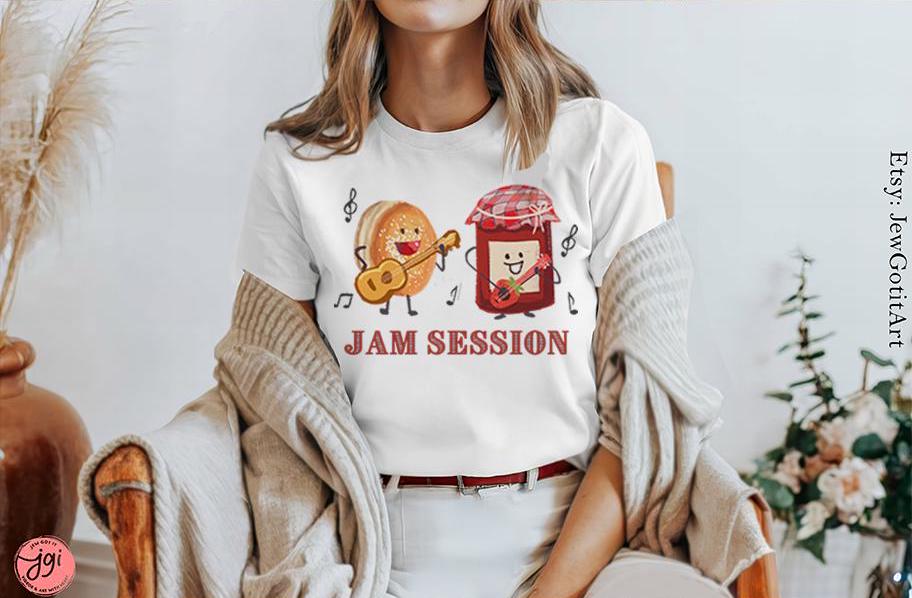 Let’s Jam Shirt | Hanukkah Shirt, kid Sweatshirt, Hoodie Unisex Jewish Gift Israel Art T-Shirt Jelly Donut Sweatshirt for Kids, Men & Women