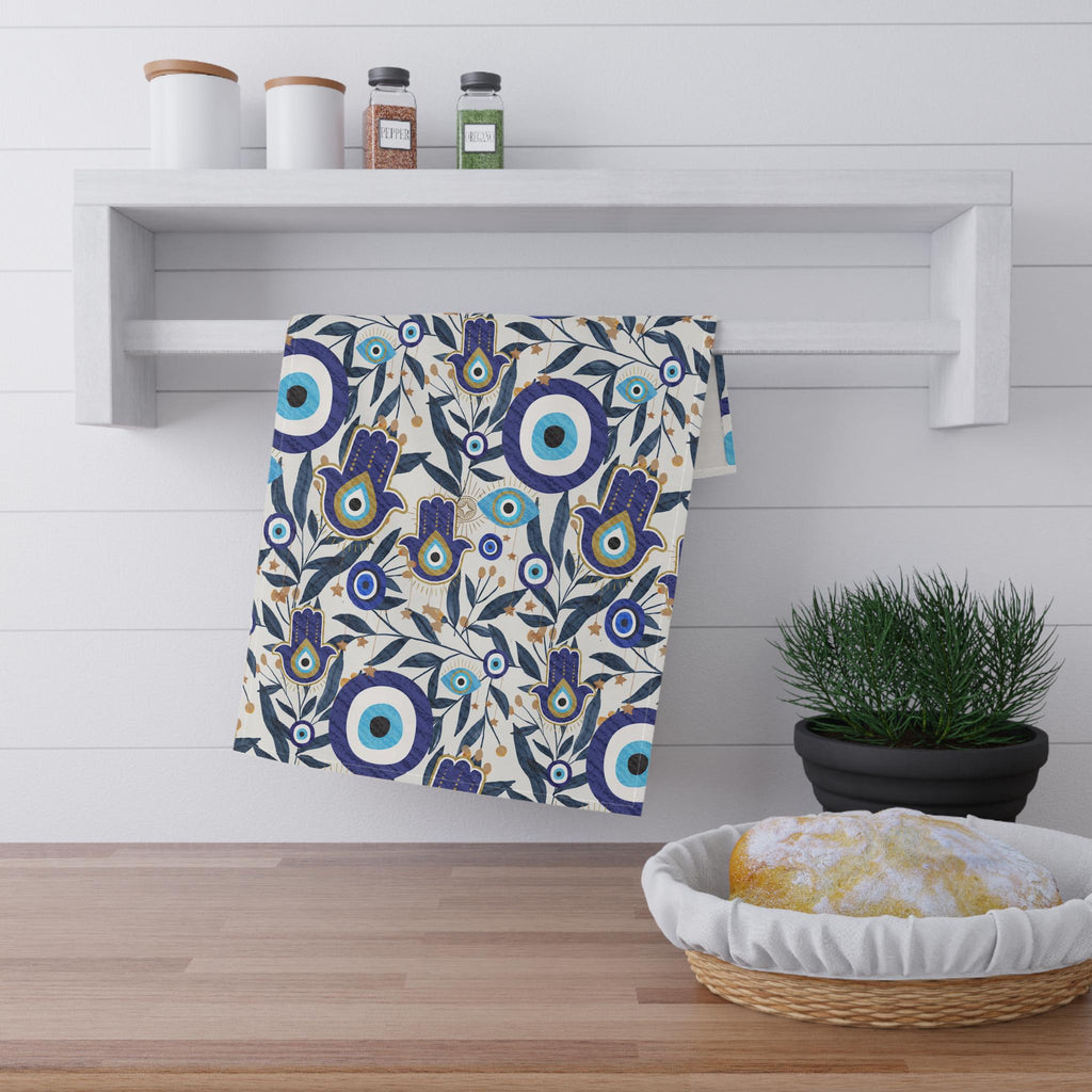 Hamsa Hand Kitchen Towel Apron Evil Eye Protection Unique Israeli Art for Modern Home Chefs Israel Art Israeli Artist Jewish Gift Hanukkah