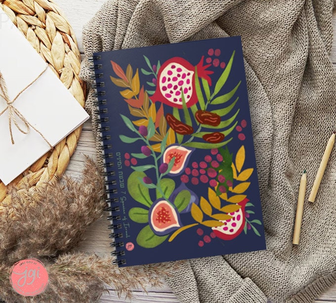 Israel Fruits Species Notebook Spiral Art Journal Planner Cover Wire-O Hanukkah Notebook Lined Pages Diary Travel Gift Birthday Gift gifts