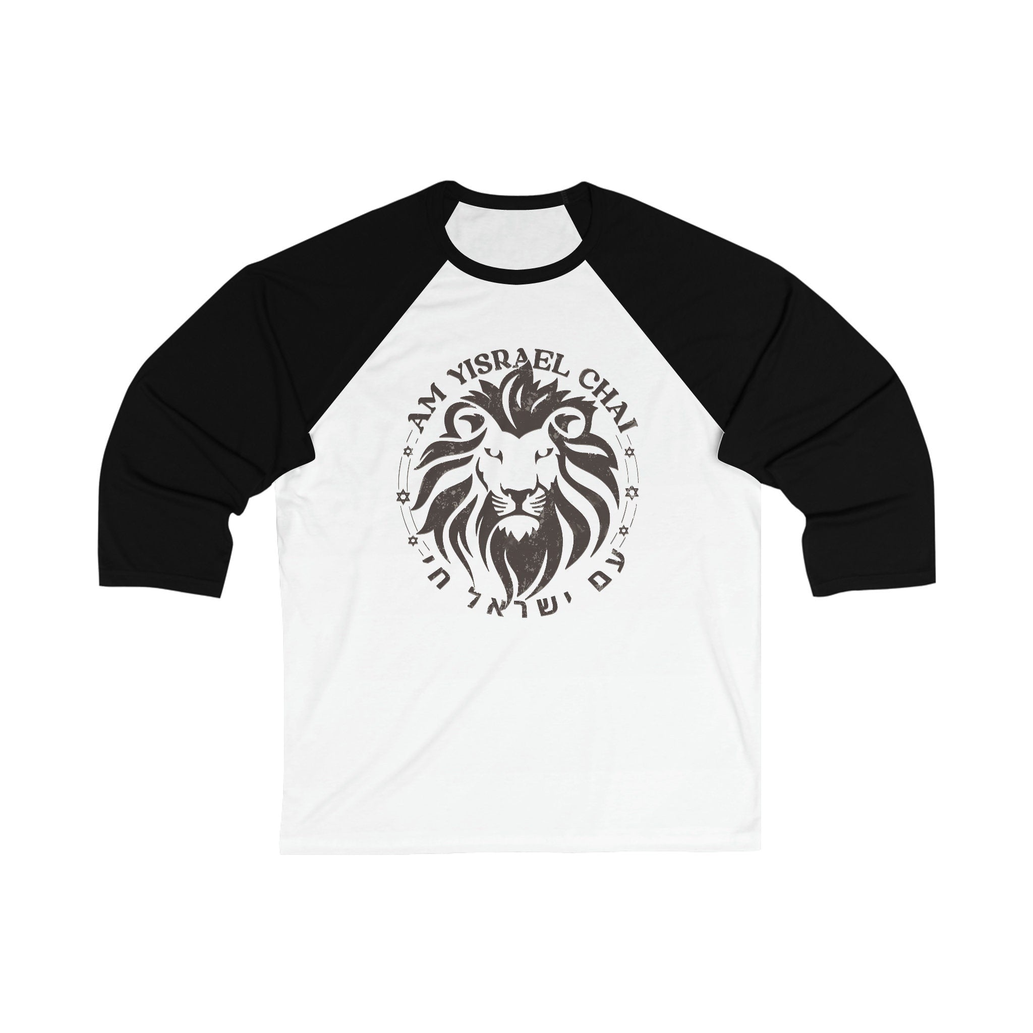 Lion Zion Am Yisrael Chai Unisex 3\4 Sleeve Baseball Tee, Red shirt, jewish art, graphic tee, stand with israel, jewish art israel israelite