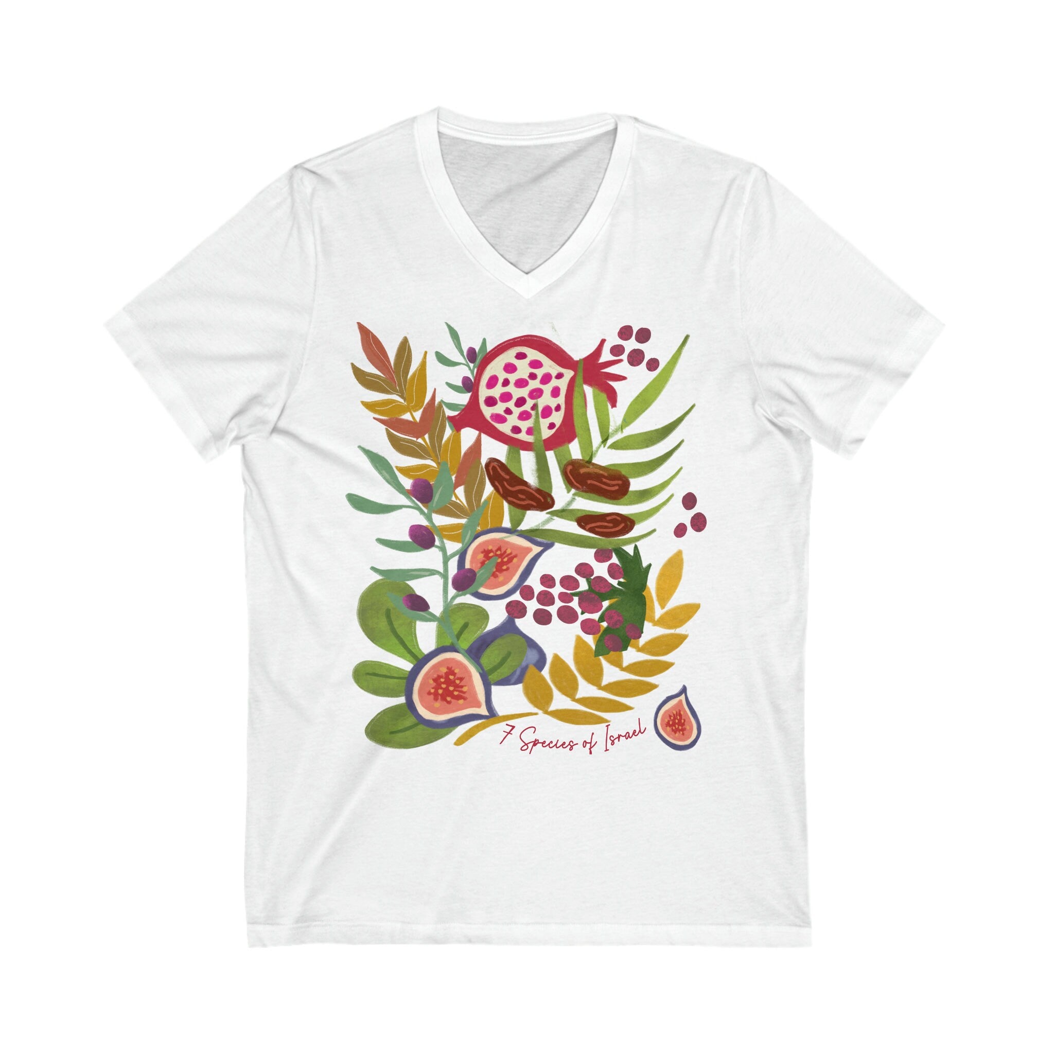 Any Design on V-Neck Tshirt, Unisex Jersey Short Sleeve V-Neck Tee, Hanukkah, hanukkah gifts, tshirt, graphic tee, Israel art, Am Yisrael