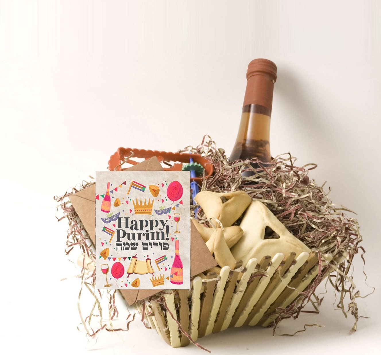 Set of Purim Greeting Cards Bundle of 5 or 10 Jewish Holiday Mishloach Manot Hebrew Israeli Artist Semeach Israel Art Jewish Art decoration