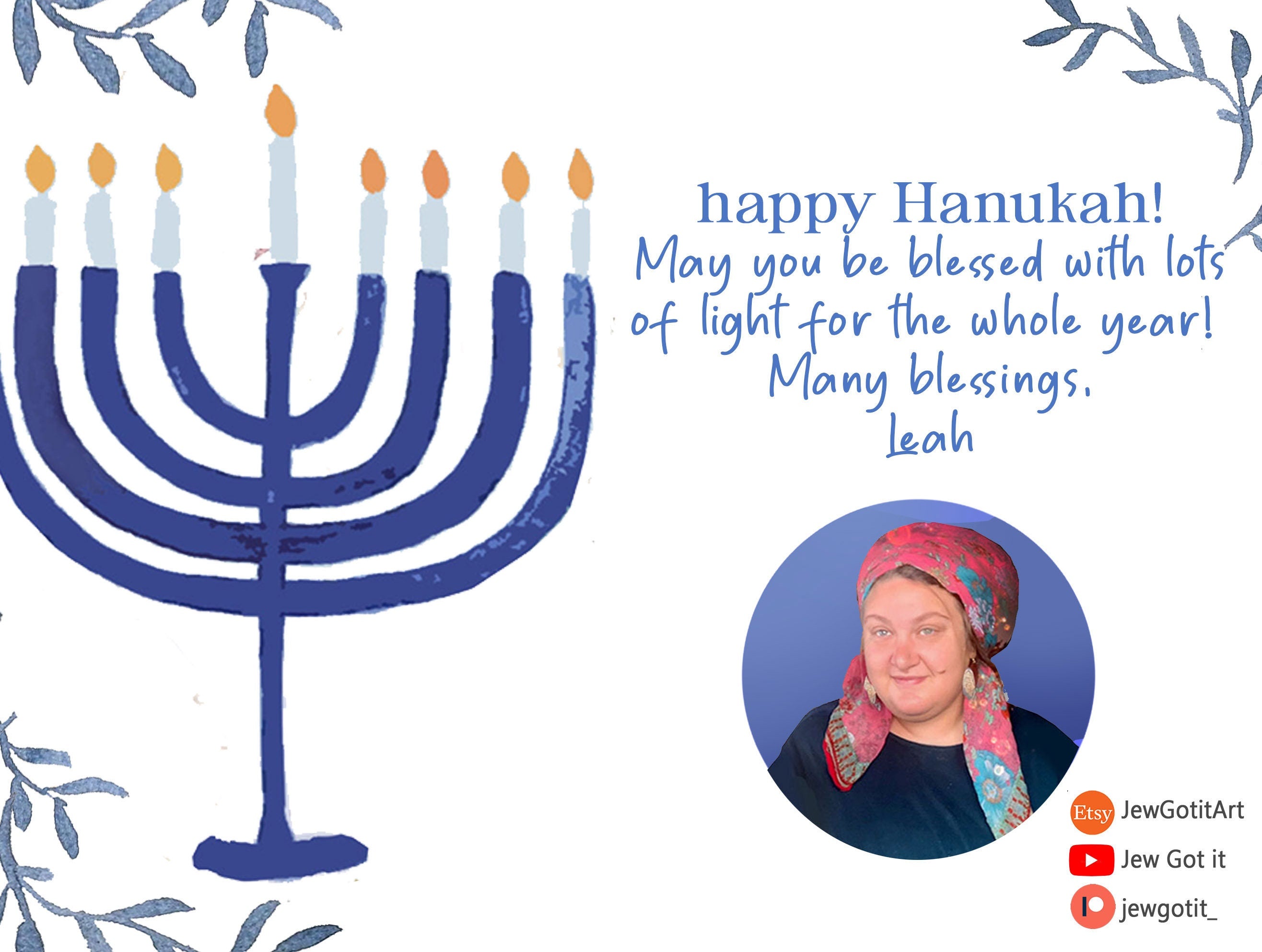 Hanukkah Cards Holiday Menorah Flower Card, Happy Hanukkah Greeting Cards Beautiful Chanukah Card Card Set Funny fun colorful Chanukah Cards