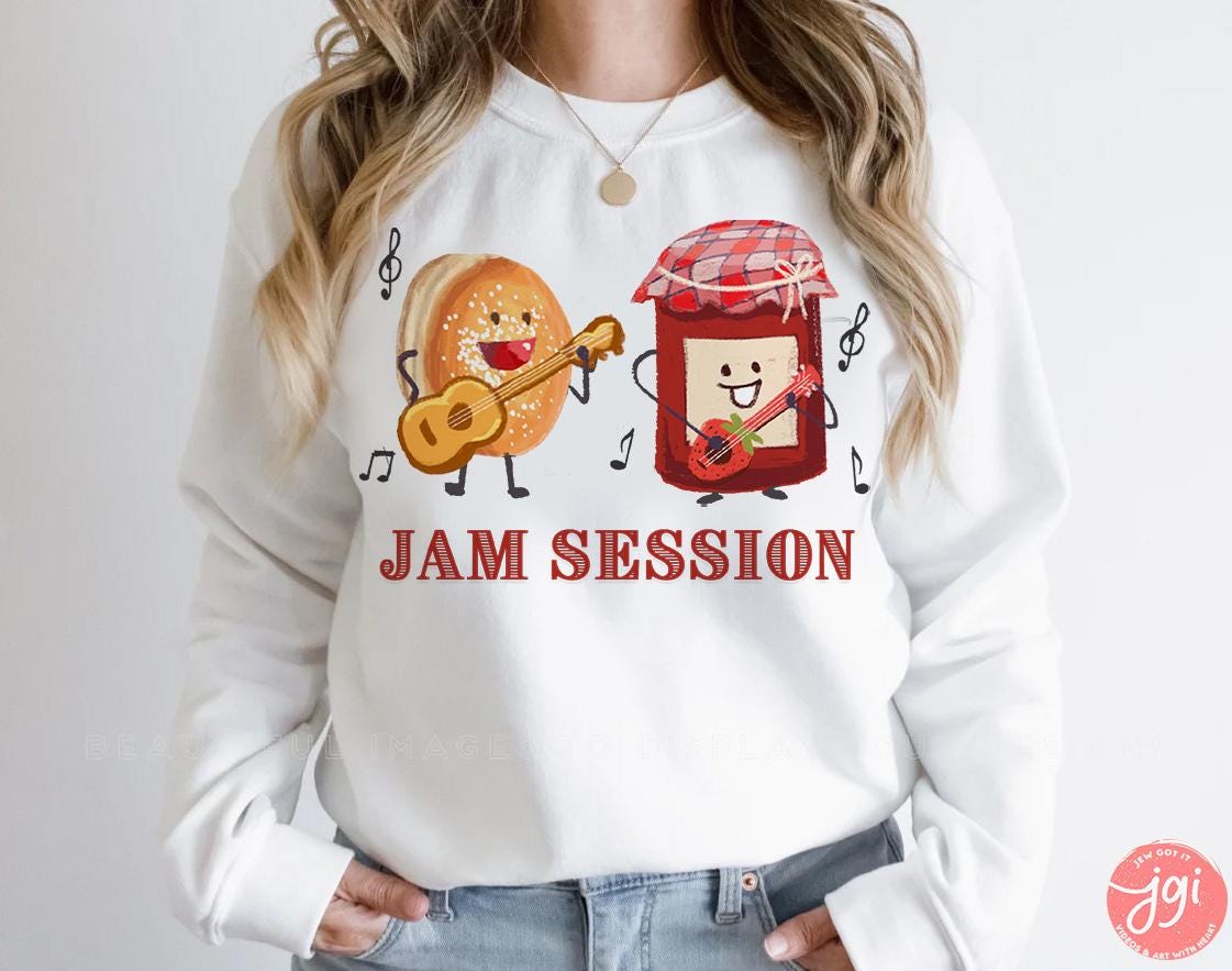 Let’s Jam Shirt | Hanukkah Shirt, kid Sweatshirt, Hoodie Unisex Jewish Gift Israel Art T-Shirt Jelly Donut Sweatshirt for Kids, Men & Women