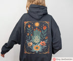 Hamsa Sun Graphic Tee | Jewish Israeli Artist Shirt | Am Yisrael Chai Israel Art T-Shirt Purim Shirt Passover Boho Jewish Apparel Sweatshirt