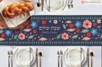 Shabbat Shalom Table Runner Floral Kalanit Design Jewish Gifts Holiday Decor Am Yisrael Chai Kalanit Flowers Israeli Personalized Gift