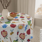 Pomegranates Tablecloth Indoor/Outdoor Cotton or Polyester Fruit Israeli Artist Home Decor Shabbat Fruit art Hanukkah Gifts Pomegranate