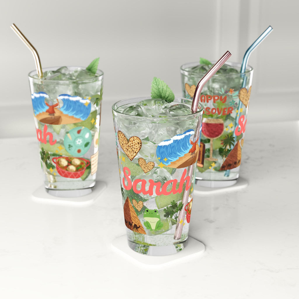 Passover Pint Glass 16oz Kids Gift Adult Jewish Holiday Drinkware Seder Table Decor Pesach Beer Mug Matzah Judaica Kitchen Gift Israel Art