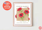 Flower Market Kalanit Flower of Israel Wall Art Poster Print Israel Jewish gift Hand drawn Flowers Art Yisrael Chai gifts Israeli Artist