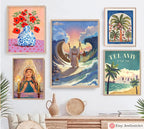 Red Sea Splitting Wall Art Moses Passover Israel Art Jewish Poster Framed Art Biblical Artwork Home Office Decor Red Sea Split Pesach Gifts