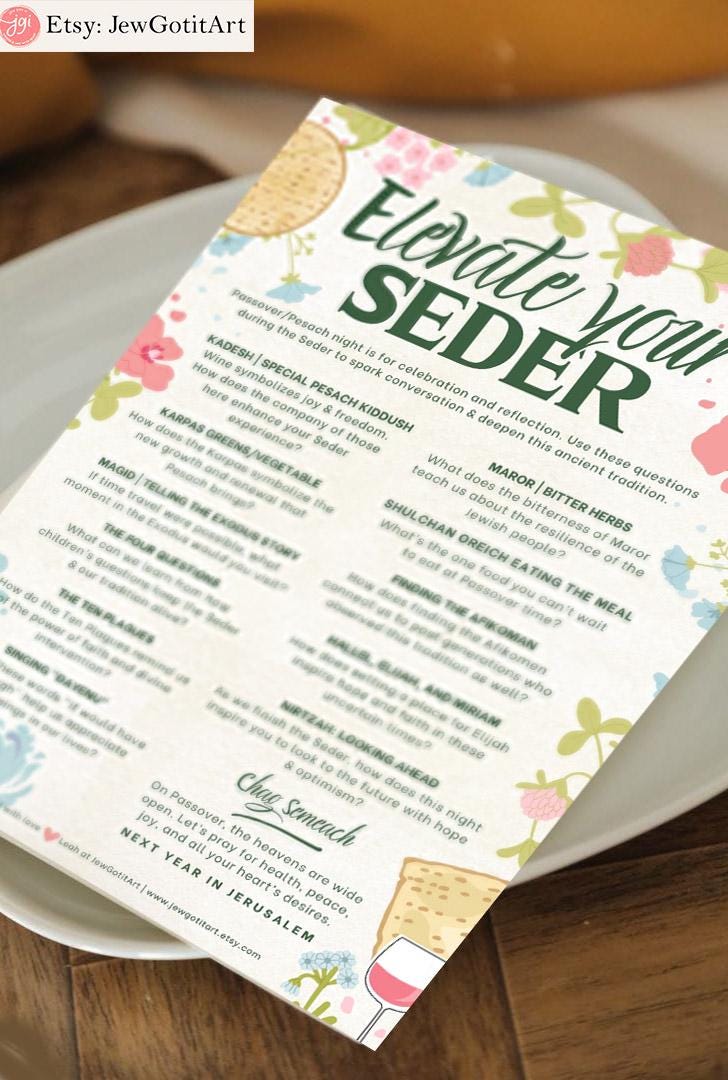 Interactive Passover Seder Question Printable Passover Table Game Engaging Passover Questions Seder Night Passover Printable Activity Gift