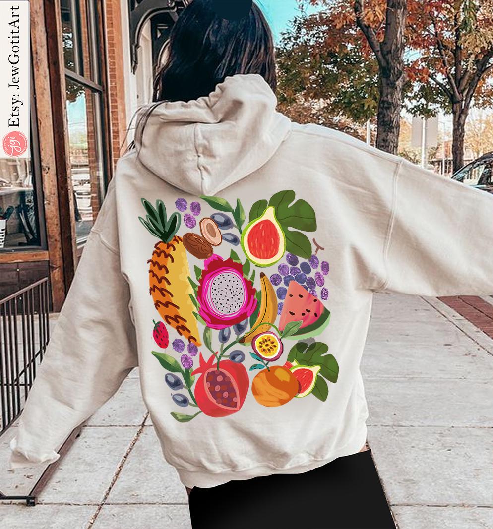 Fruits Israel Hoodie Sweatshirt Unisex Hanukkah Gifts, Am Yisrael Chai Jewish gift Israel art chanukah woman shirt kid Fruit Art Fruits