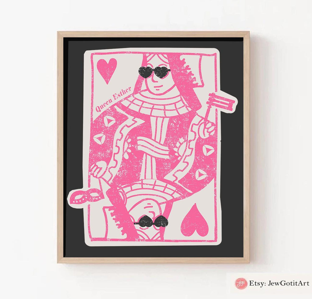 Queen of Hearts Esther Wall Art Biblical Art Royalty Artwork Esther Story Decor Spiritual Home Decor Jewish Queen Art Inspirational Wall Art