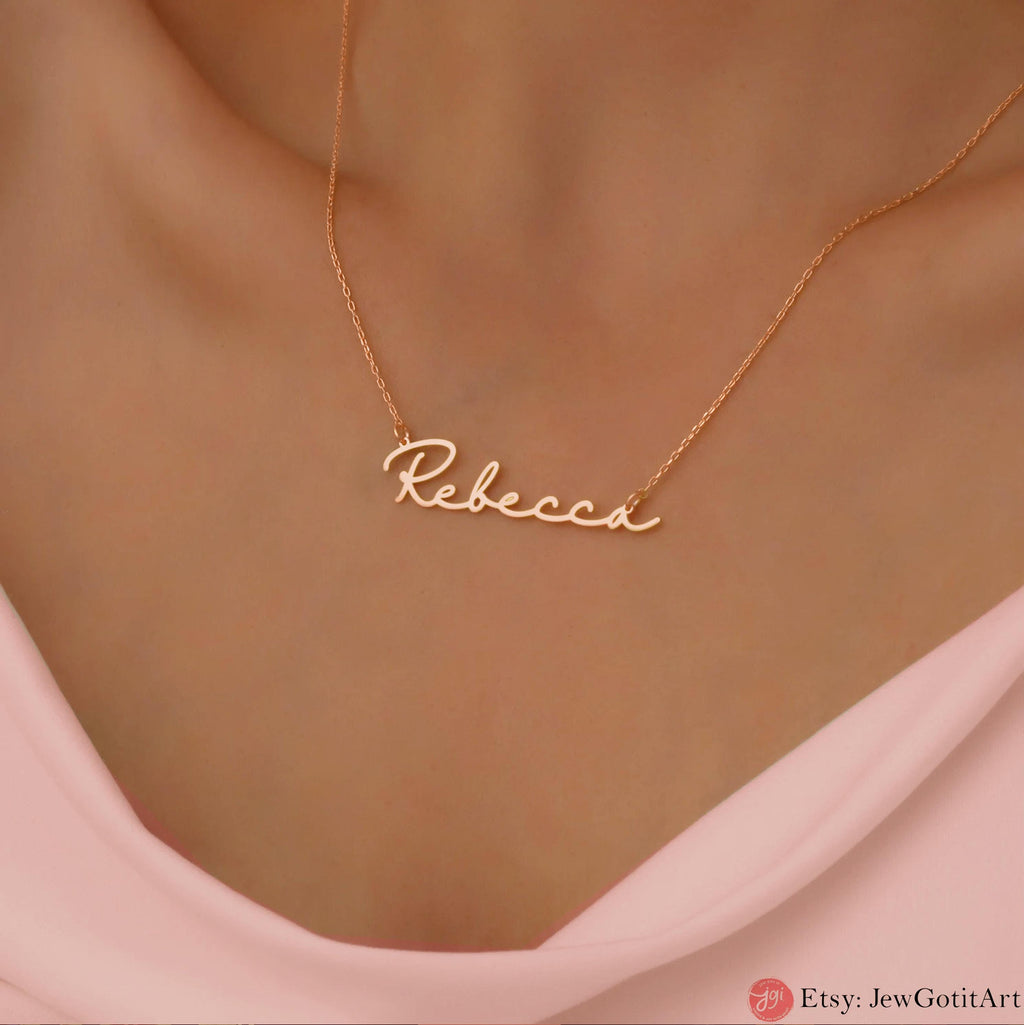 Hebrew Name Necklace Custom Necklace Personalized Jewelry Designed Israeli Artist Customizable Nameplate Necklace English Jewish Gift Her