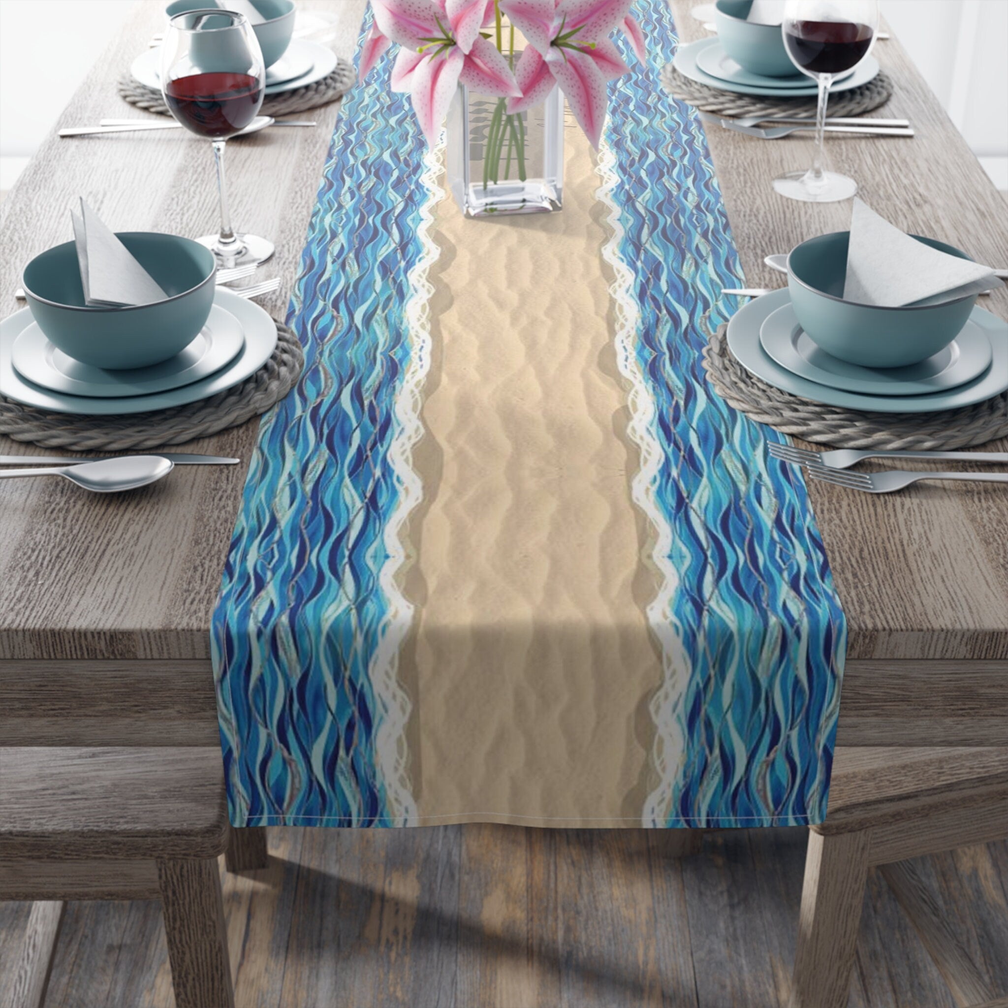 Personalized Passover Sea Splitting Table Runner Pesach Decor Decoration Jewish gifts Israel gift Holiday Israeli Artist Seder plate custom