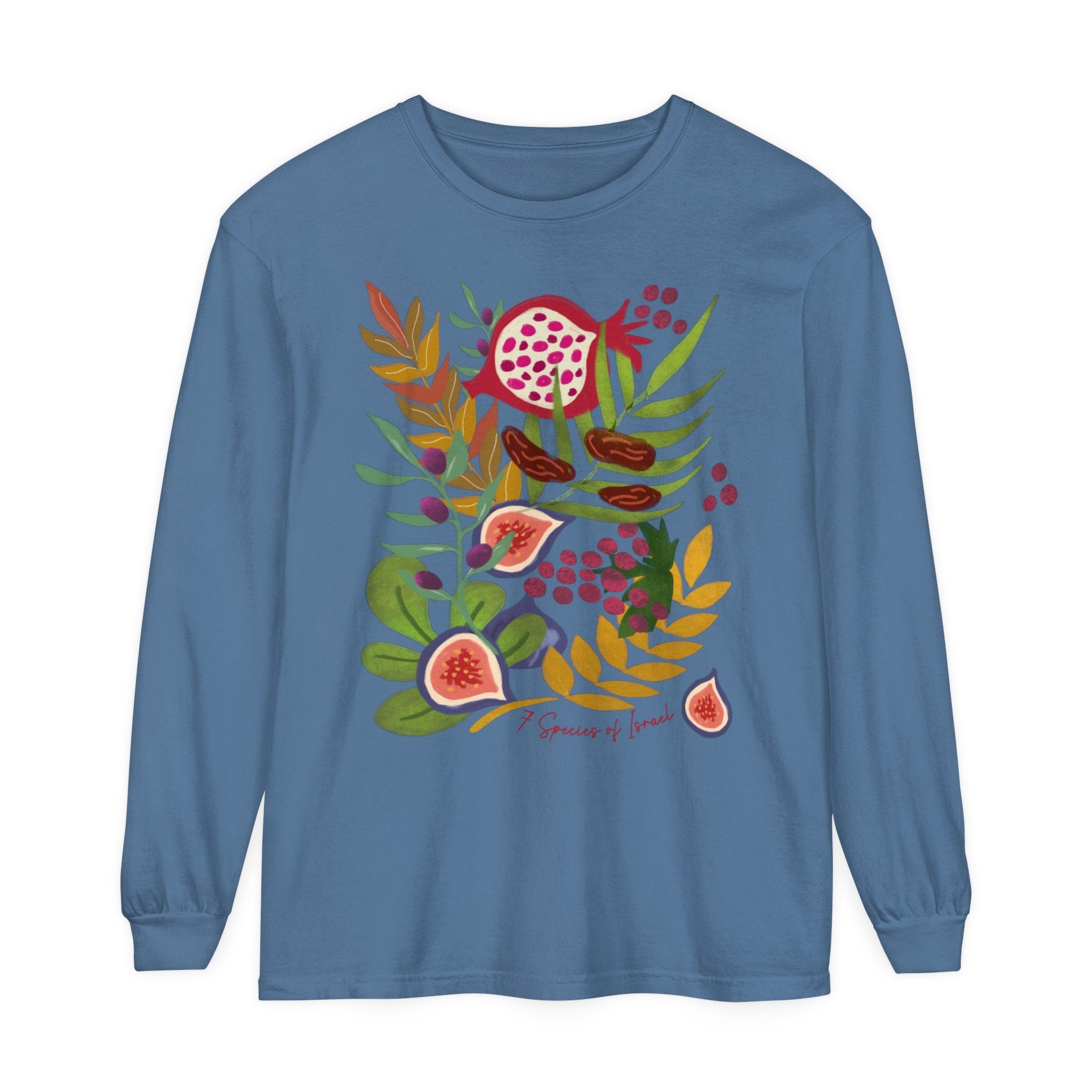 Any Design on a Long Sleeve Unisex Garment-dyed Long Sleeve T-Shirt shirt woman man jewish gift, Israel Design Graphic Shirt Am Yisrael Chai