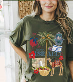 Israel Shirt Palm tree falafel T-shirt Am Yisrael Chai graphic tees tshirt Art jewish gift Israeli Artist Jewish Holiday Gifts Camel Art