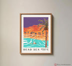 Dead Sea Wall Art Print | Framed Poster Print Israel Jewish Gift Hand Drawn City Art | Yisrael Chai Gift Israeli Artist Unique Judaica Art