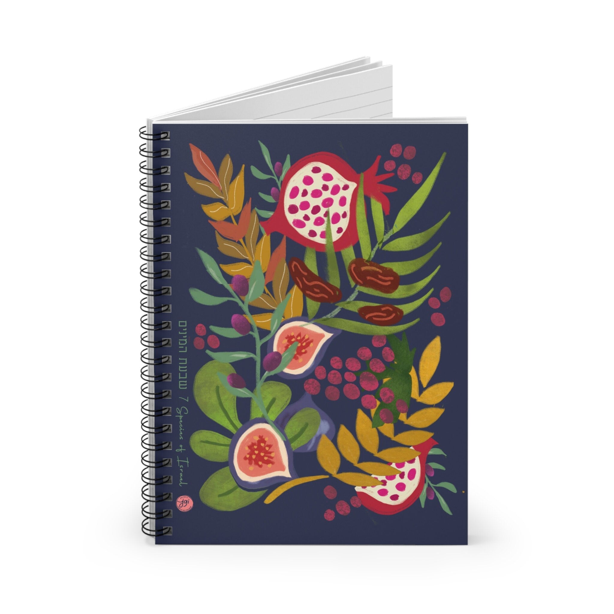Israel Fruit Species Spiral Notebook Rosh Hashanah Art Journal Lined Pages Diary Planner Unique Travel Gift Birthday Present Israeli Artist