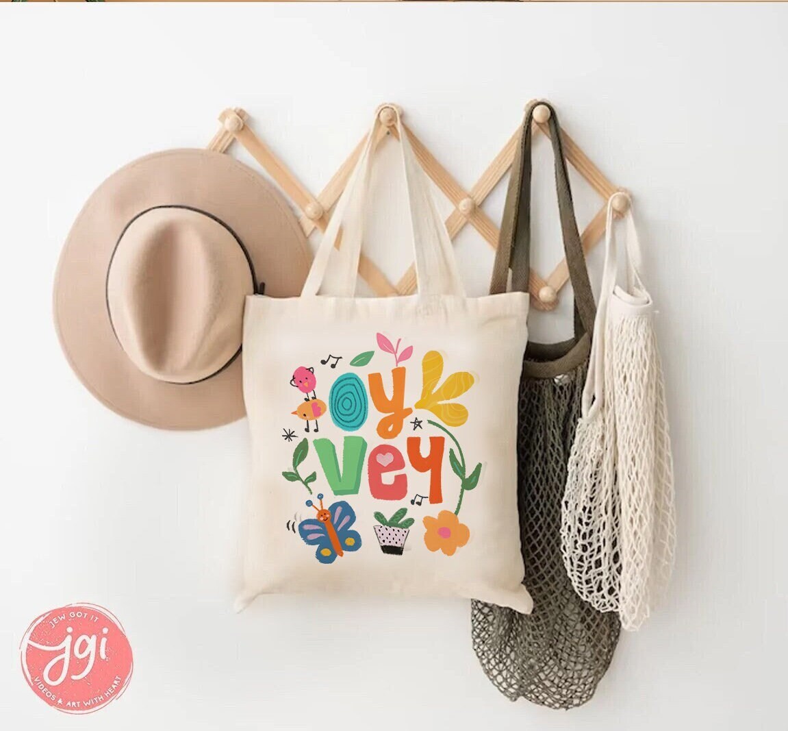 OY VEY Canvas Bag, Tote bag, Gift idea, cotton canvas bag, Aesthetic tote bag, Aesthetic, Gift for her, Art tote bag, Art, Shabbat, Jewish