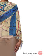 Israel Flag Map Scarf Light Men Women fabric Hair Cover Covering Jewish Israeli Artist Am Yisrael Chai Headwrap Israeli Maps State Gifts