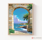 Caesarea Israel Beach Wall Art Mediterranean Sea Poster, Israeli Coastal Art, Caesarea Ruins Print, Beach Decor, Nature Art for Living Room