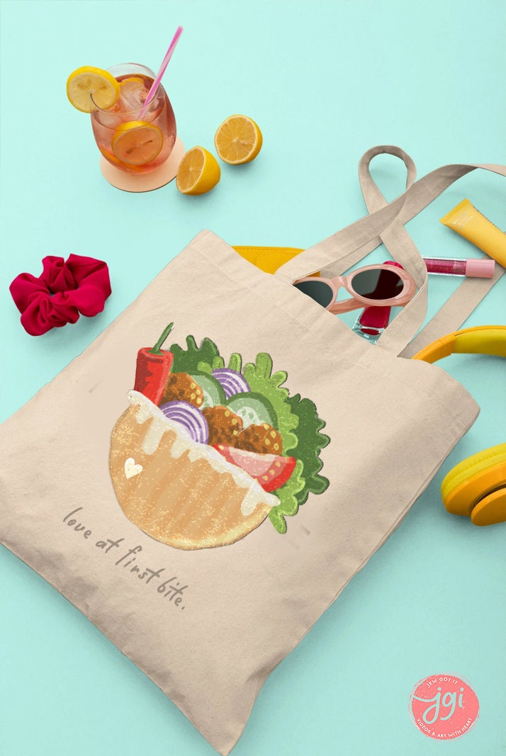 Falafel Tote Bag, cotton bag, everyday bag, Jewish gift, food gift, Middle East, hummus, shopping bag, israel, bag gift, food lover food art