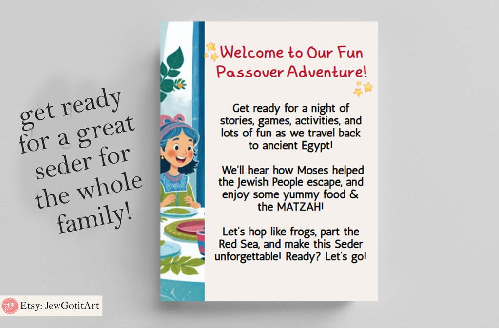 Kids Haggadah Printable Download Fun Passover Seder Joke Page Seder Questions Passover Table Game Seder Night Activity Passover Gift
