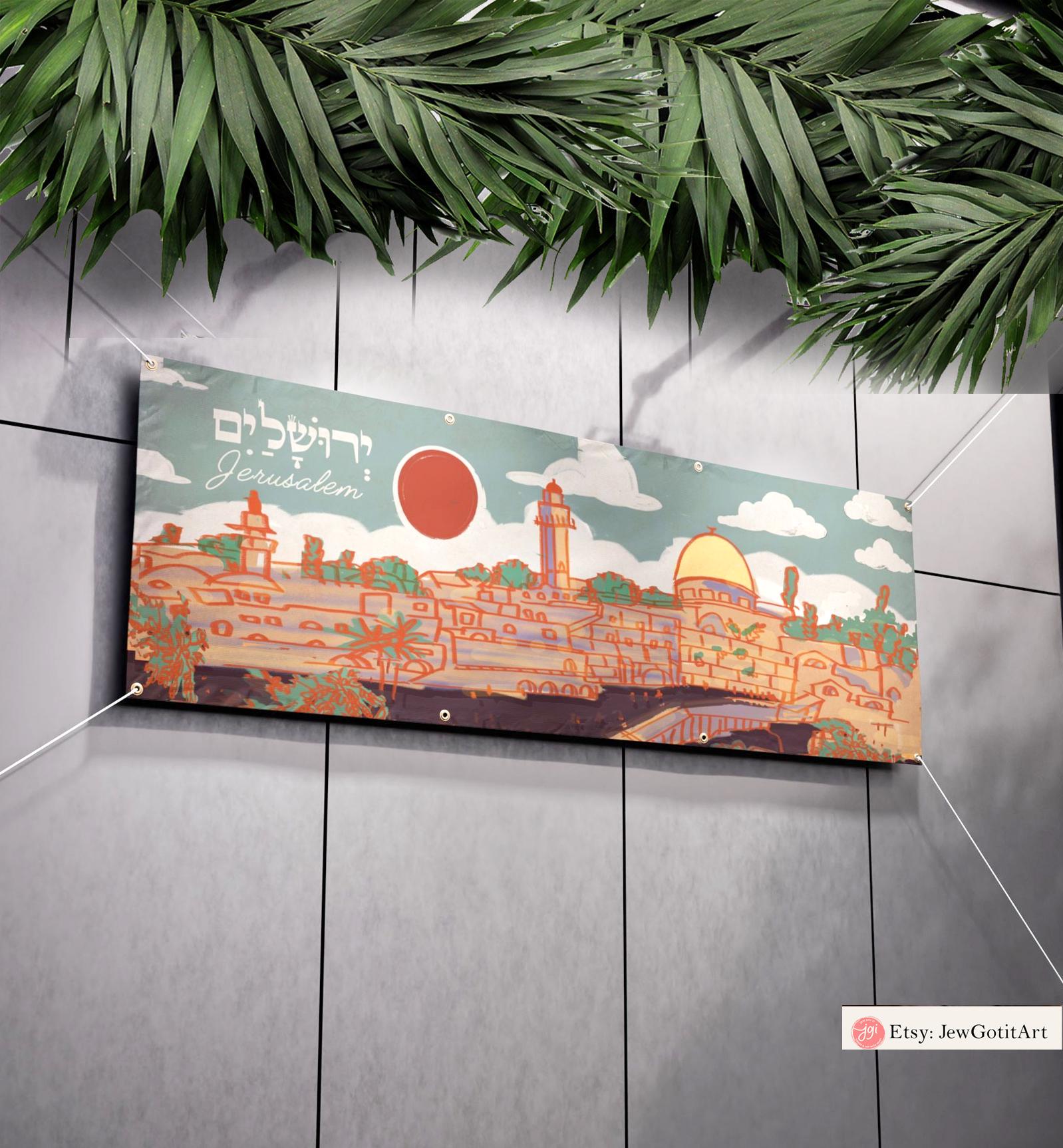 Sukkot Decoration Personalized Wall Art Israel Sukkah Decoration Sukkah Poster Banner Jewish gift Etrog Lulav Jerusalem Am Yisrael Chai