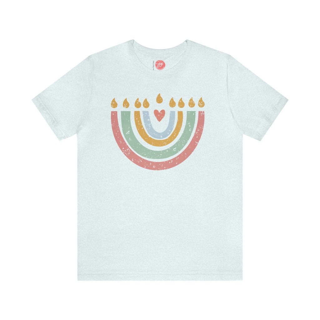 Hanukkah Menorah Shirt, Unisex Heavy Cotton Tee, Hanukkah, hanukkah gifts, Jewish gift, Israel art chanukah woman shirt flower tshirt Israel