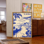 Tel Aviv Beach Art Poster Israel Wall Art Print Framed Unframed Mediterranean Coastal Decor Travel Poster Tel Aviv Skyline Am Yisrael Chai