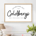Personalized Family Name Sign Custom Last Name Wall Art Farmhouse Home Decor Wedding Gift Established Date Sign Rustic Wooden Sign Family