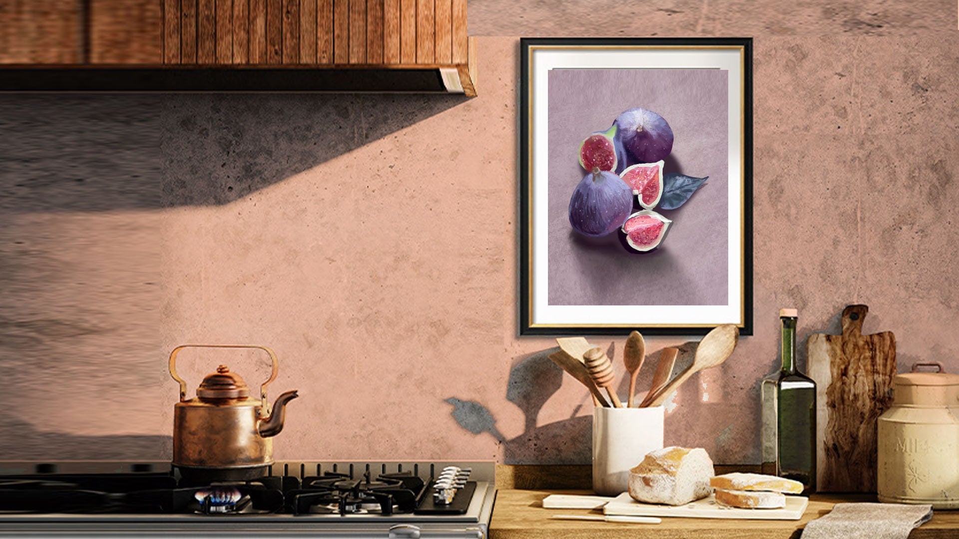 Figs Art Digital Print | Download & Print | Decor Wall Art| Fruit Art, colorful and hand drawn | Living room or Kitchen Home Art | Gift