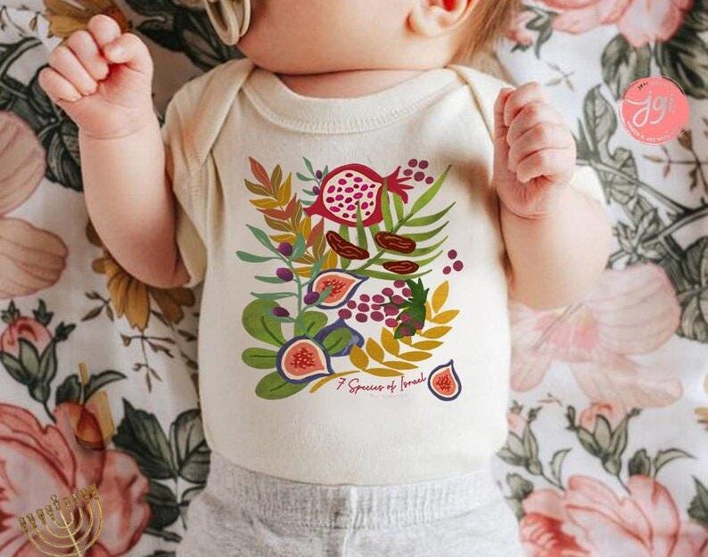 Fruits & Produce of Israel Hoodie Sweatshirt 7 species woman Shirt kid jewish gift Israel Fruit Food Shirt, Gift for her Israeli Artist