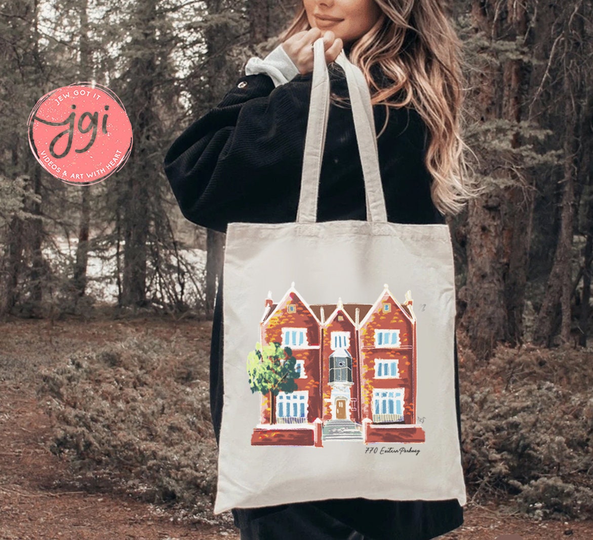 770 Chabad, Eastern Parkway, Tote bag, cotton canvas bag, Tote bag, Aesthetic tote bag, Aesthetic, Gift for her, Art bag, Art, Jewish, Gift