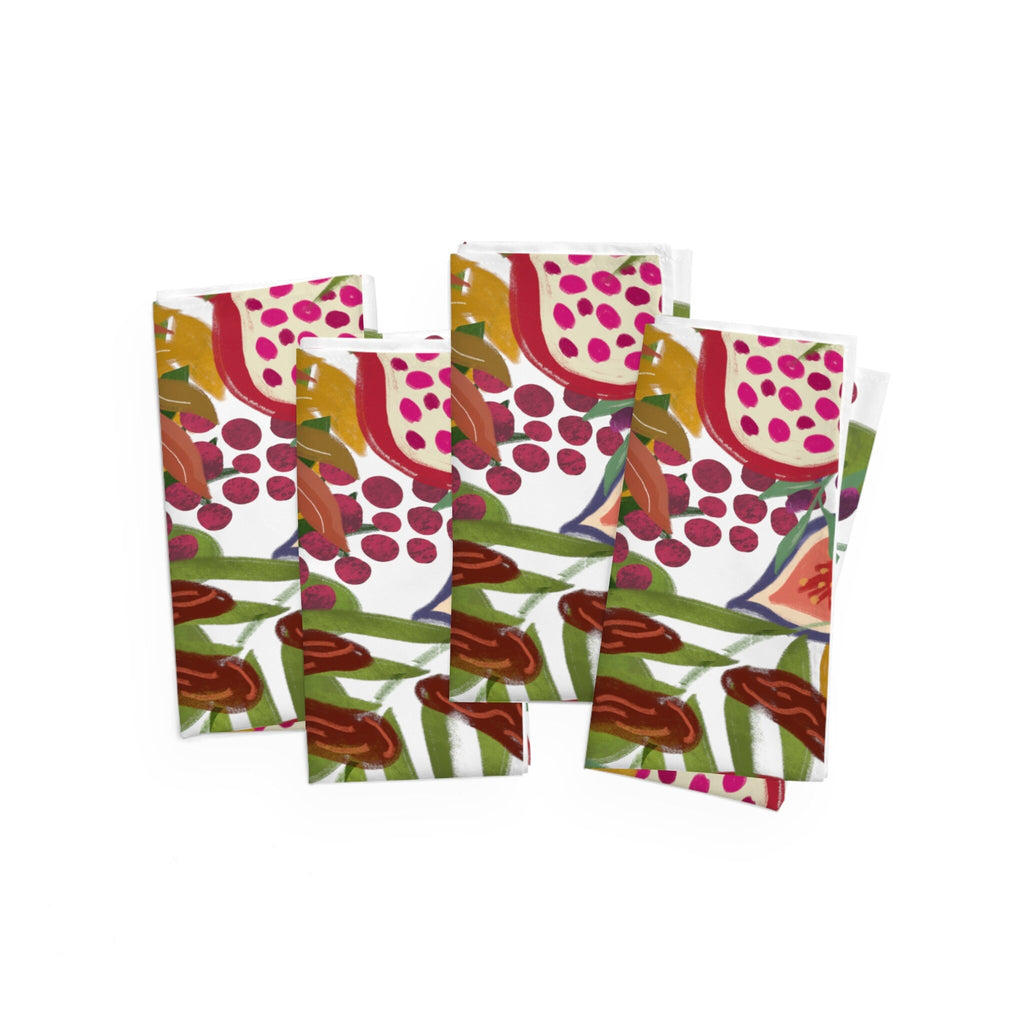 Set of 4 Israel Cloth Napkins, Produce of Israel 7 species Israel fruit Kitchen decor home jewish gift Shabbat Art Gift for her Napkins