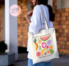 Fruit Market Jerusalem Canvas tote bag, Machane Yehuda Shuk, fruit bag, boho, israel aesthetic, jewish gift, market bag, women, israel art