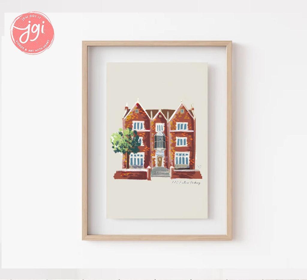 770 Eastern Parkway, Chabad house Art, Drawing, Jewish art, Premium Matte Vertical Posters, Poster, Gift, Hasid, Wall Art, Wall art prints