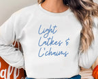 Hanukkah Sweater, Light Latkes and L'chaims, Jewish Holiday, gift, Unisex Garment-Dyed Sweatshirt