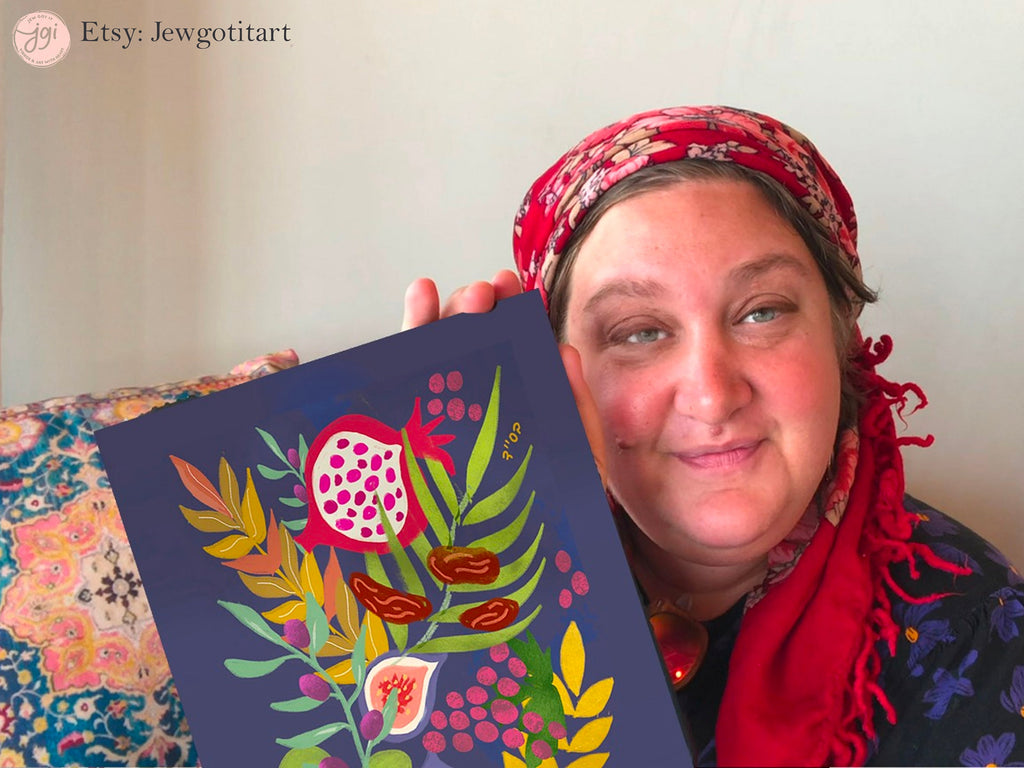 Challah Cover 7 Species of Israel Art hand drawn Jewish Holiday Art Israeli Artist Table Decor Bread covering Kiddush Shabbat Shalom Shabbos