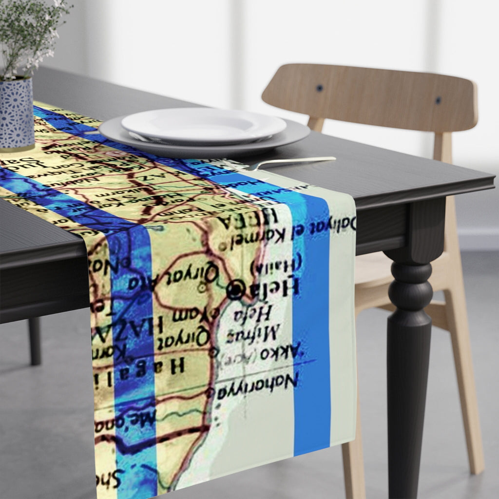 Israeli Flag Map Table Runner Decor Decoration Jewish gifts Israel gift Holiday Israeli Artist Israel State Maps Jewish Star of David