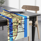 Israeli Flag Map Table Runner Decor Decoration Jewish gifts Israel gift Holiday Israeli Artist Israel State Maps Jewish Star of David