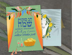 8 Sukkot Holiday Greeting Cards, Israel art, fruits Israel, Lulav Etrog, Art Jewish Holiday Greeting Cards, Sukkah, feast of tabernacles