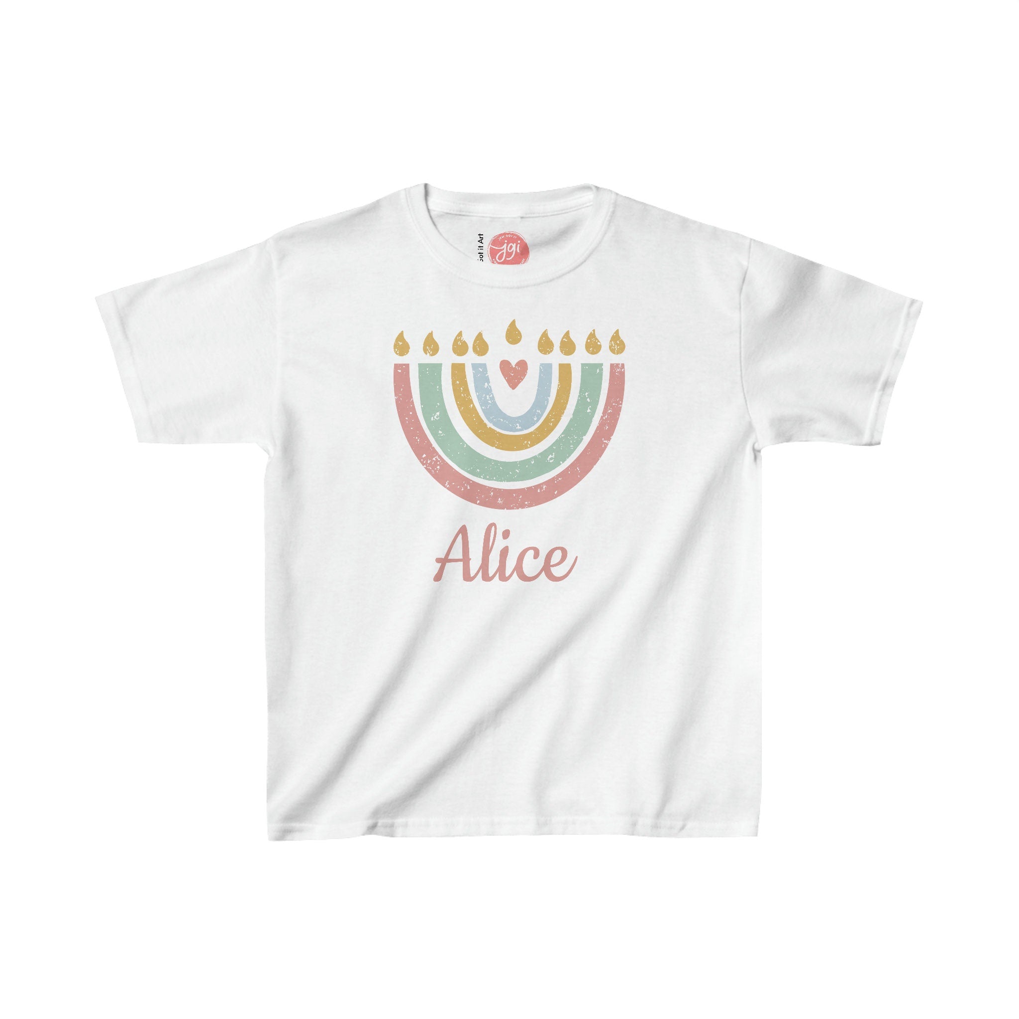 Personalized Hanukkah Shirt with Menorah, Girl shirt, add name, custom gift, tshirtnKids Heavy Cotton Tee, hanukkah gifts, designs, israel