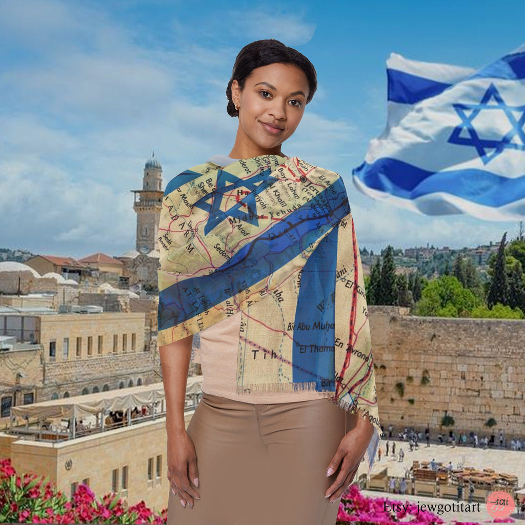 Israel Flag Map Scarf Light Men Women fabric Hair Cover Covering Jewish Israeli Artist Am Yisrael Chai Headwrap Israeli Maps State Gifts