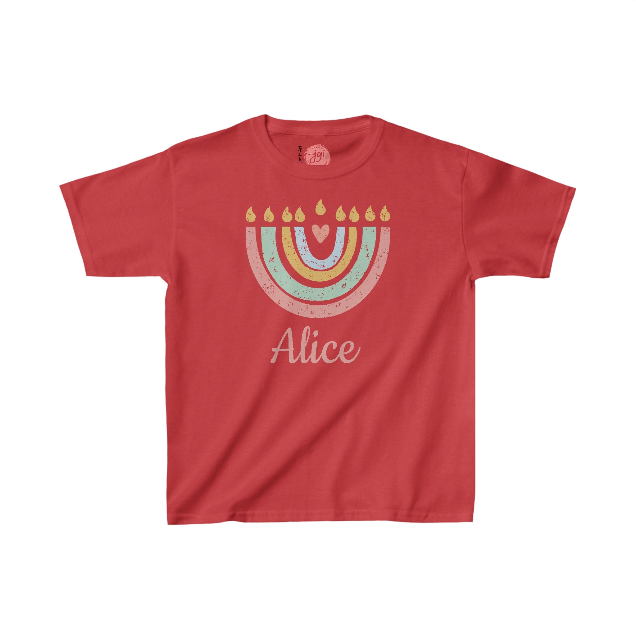 Personalized Hanukkah Shirt with Menorah, Girl shirt, add name, custom gift, tshirtnKids Heavy Cotton Tee, hanukkah gifts, designs, israel