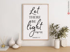 Let there be Light Framed Art Wall Poster Hebrew quote Inspirational Jewish Israeli Artist Motivational Quotes Torah Bible Verse Wall Decor