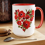 Kalanit Heart Flower of Israel Mug, Kalanit tea cup coffee Ceramic Mug 11oz 15oz mug Jewish gift israeli Artist Red flowers Israeli Artist