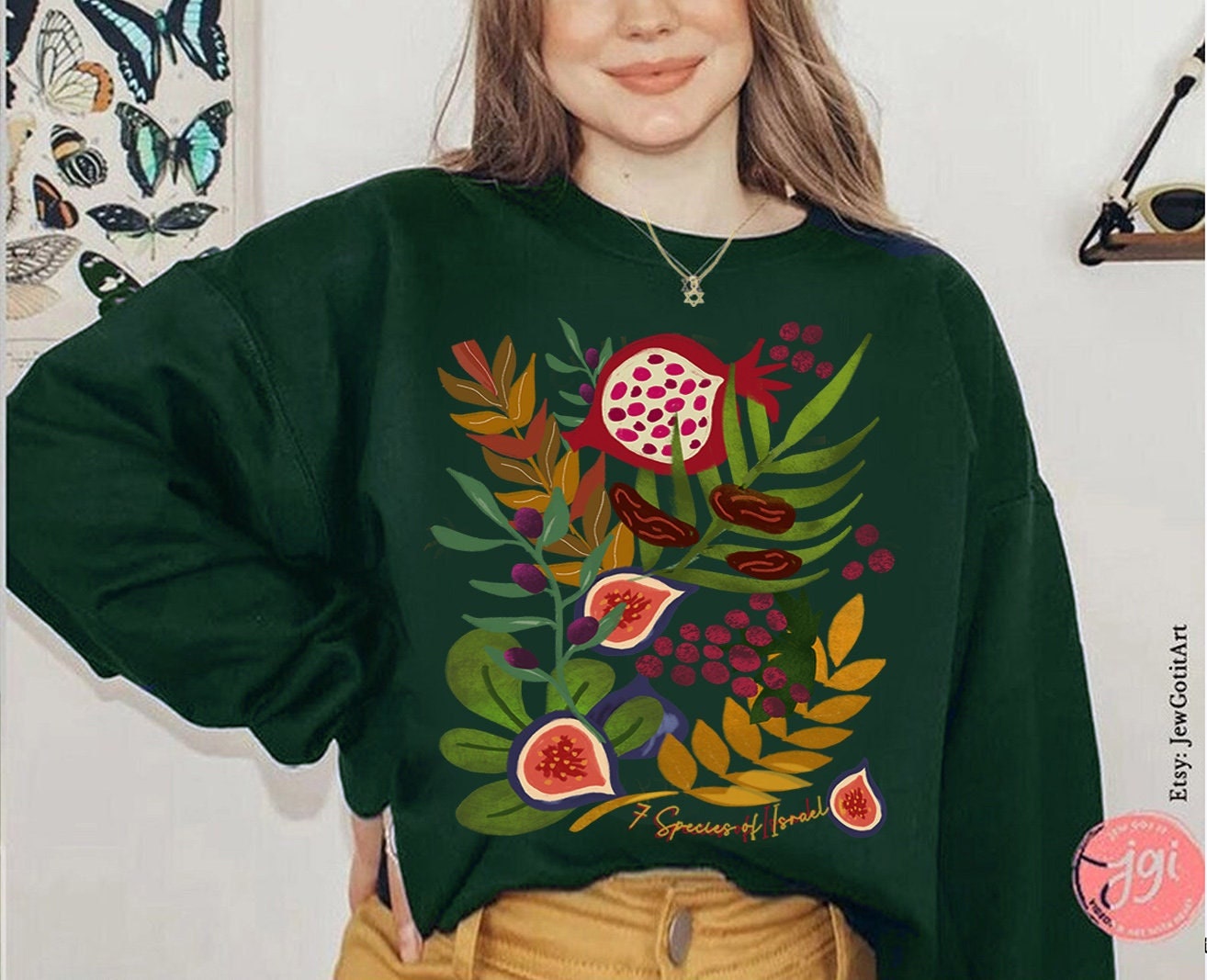 Fruits & Produce of Israel, 7 species Israel, fruit, shirt woman, man shirt, jewish gift, Israel, Design Graphic Shirt, Gift for her, shirt